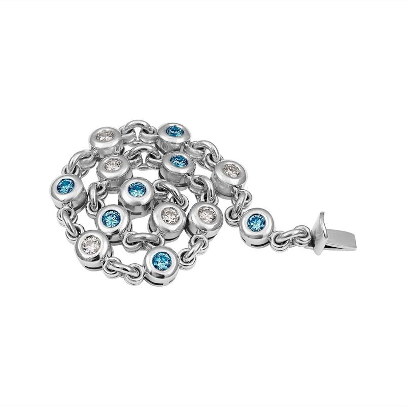 Excelsior 925 Silver Bracelet- Diamonds & Blue Sapphires