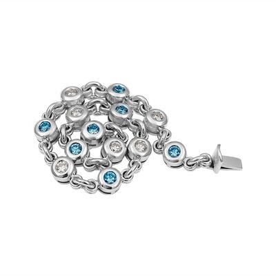 Excelsior 925 Silver Bracelet- Diamonds & Blue Sapphires