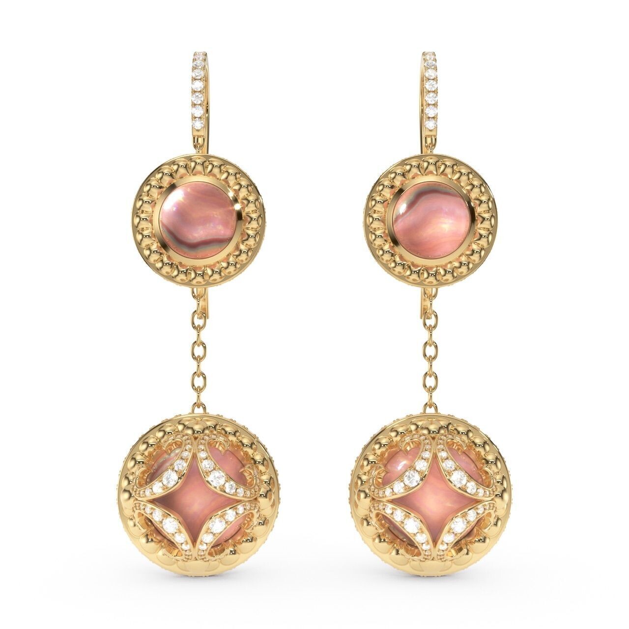 Galaxy Earrings Sombrero with Pink Pearls