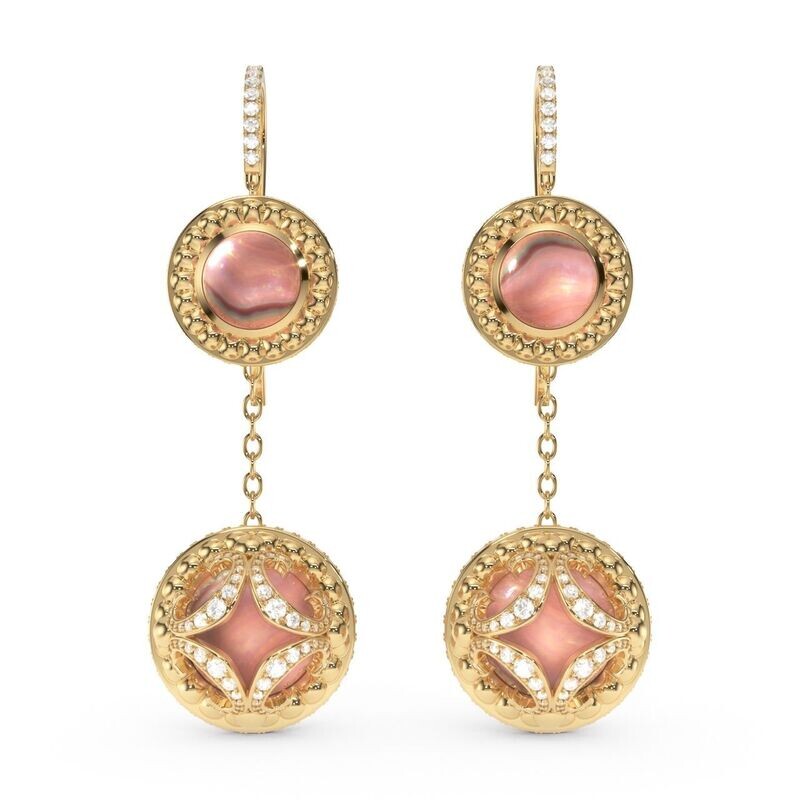Galaxy Earrings Sombrero with Pink Pearls