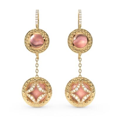 Galaxy Earrings Sombrero with Pink Pearls