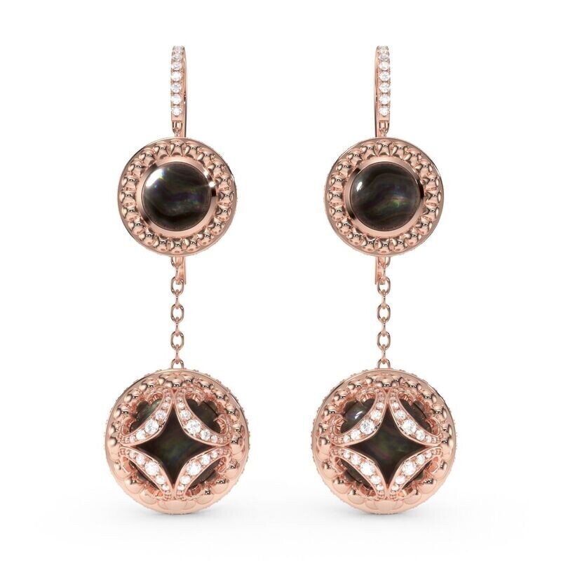 Galaxy Earrings Andromeda with Black Pearls