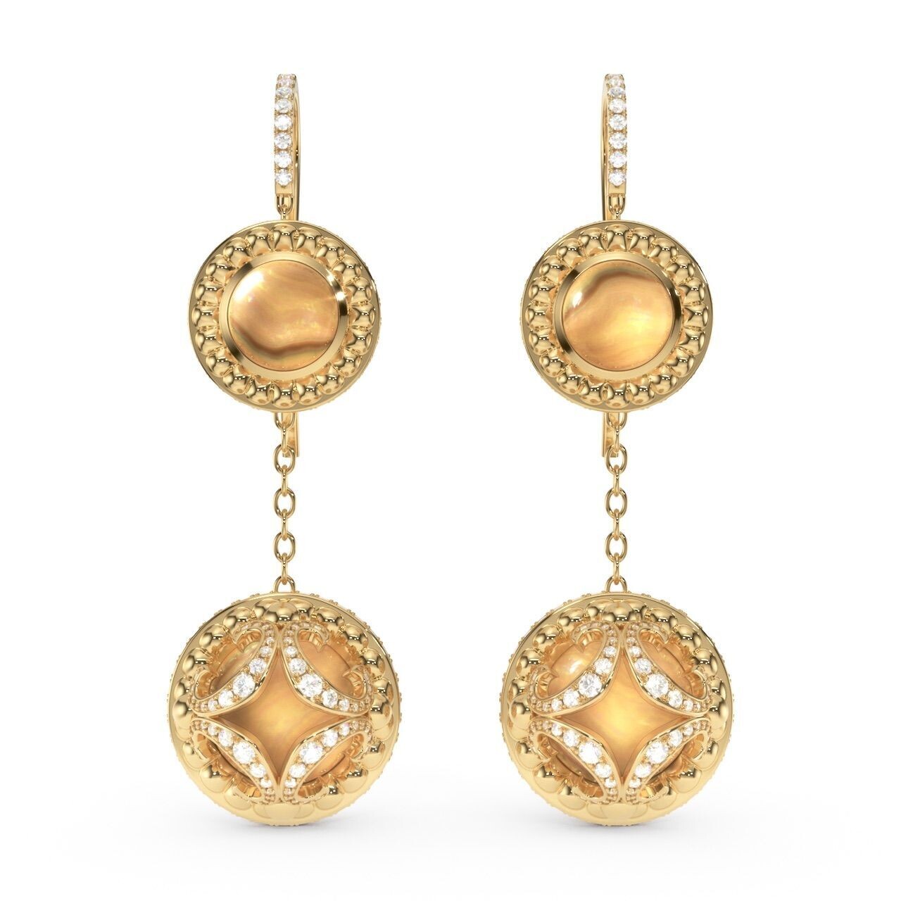 Galaxy Earrings MilkyWay with Yellow Pearls