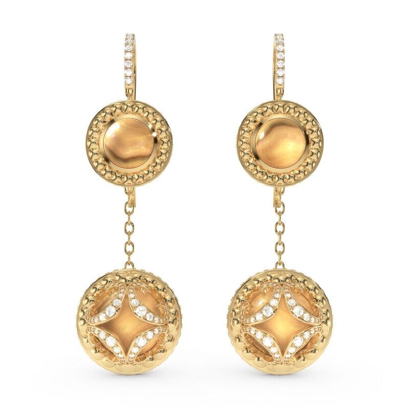 Galaxy Earrings MilkyWay with Yellow Pearls