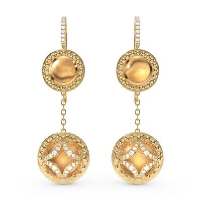 Galaxy Earrings MilkyWay with Yellow Pearls