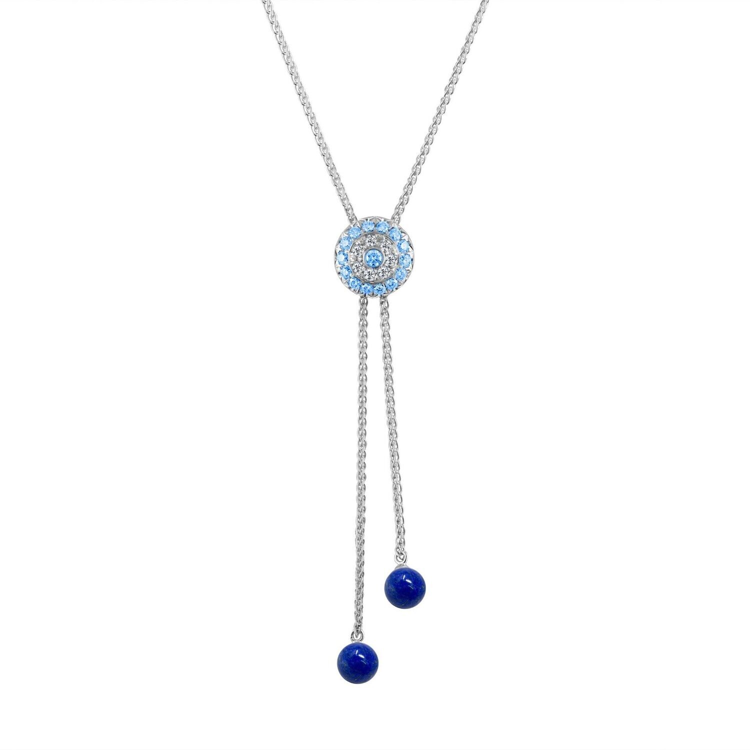 Click Amulet - 18K White Gold, Diamonds, Blue Sapphires & Lapis Lazuli