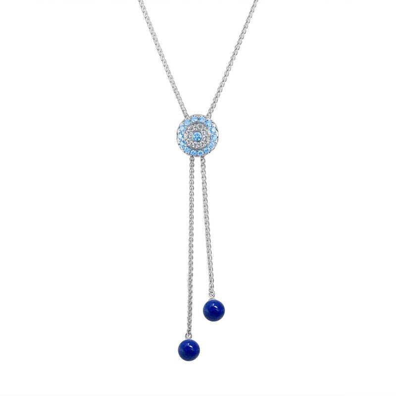 Click Amulet - 18K White Gold, Diamonds, Blue Sapphires & Lapis Lazuli