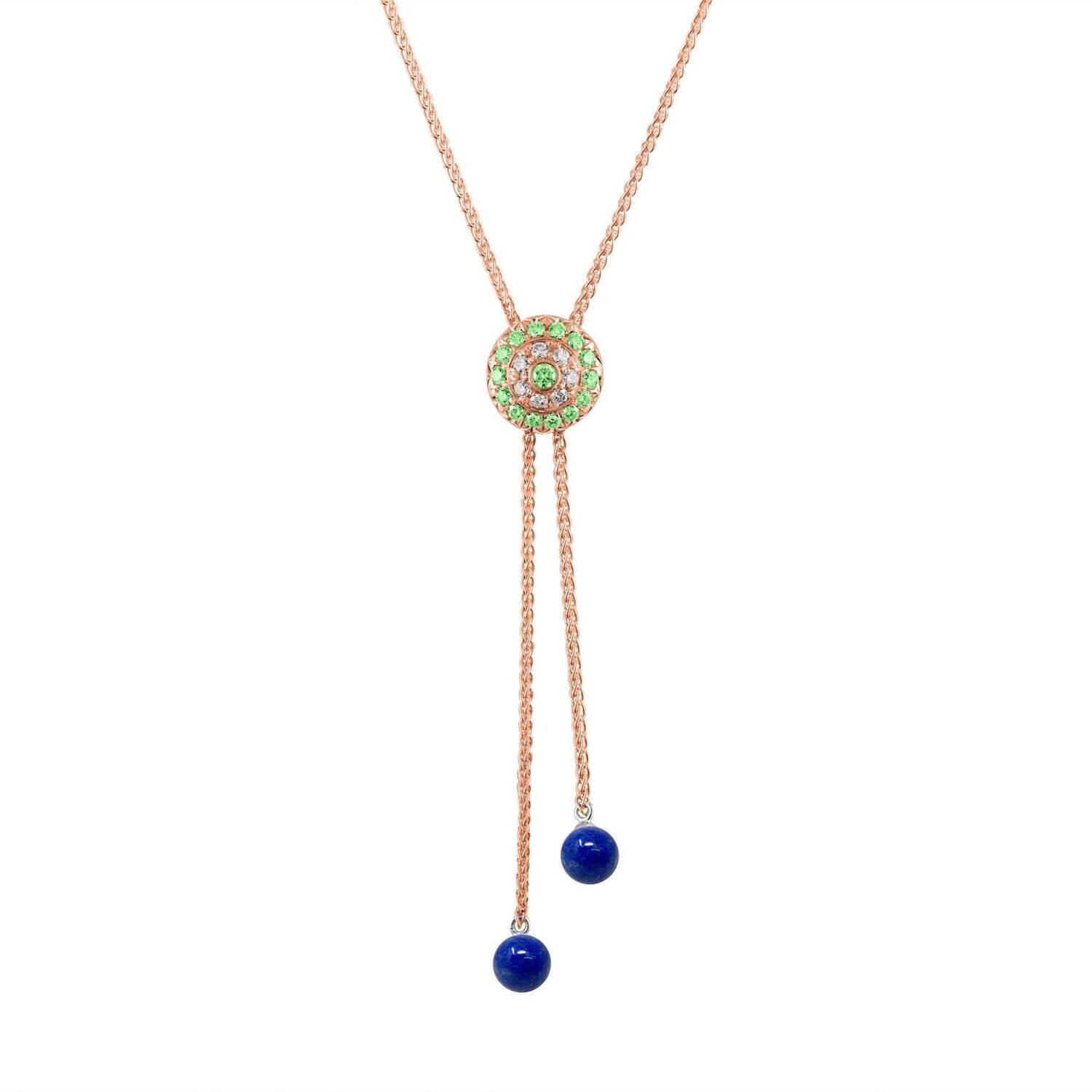 Click Amulet - 18K Rose Gold, Diamonds, Green Sapphires & Lapis Lazuli