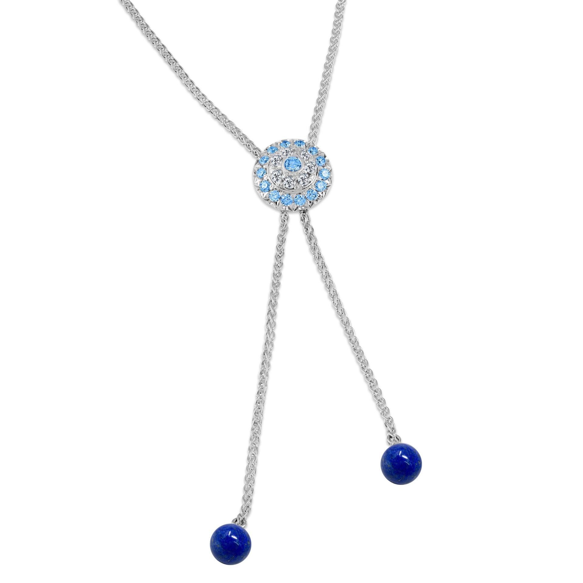 Click Amulet - 18K White Gold, Diamonds, Blue Sapphires & Lapis Lazuli