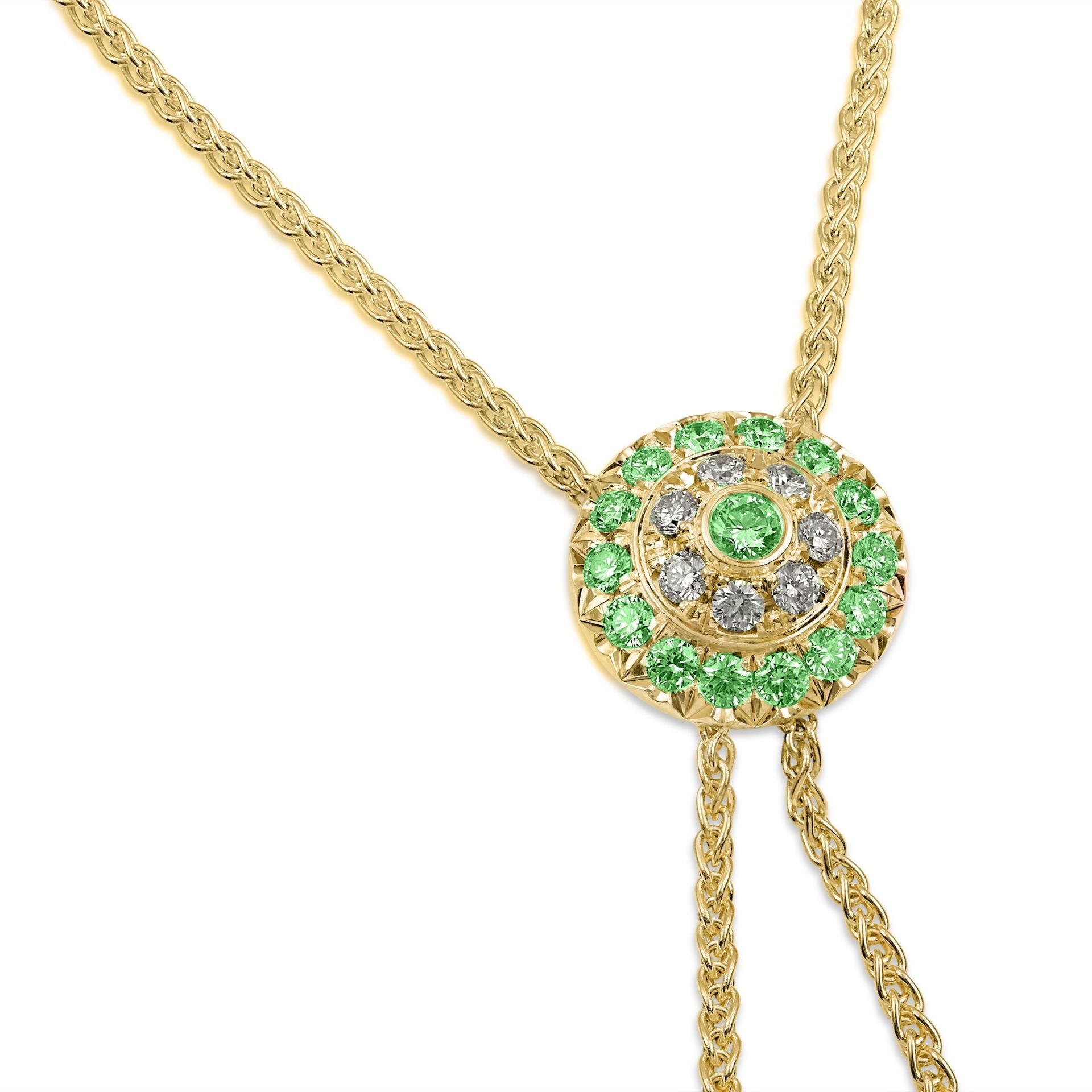 Click Amulet - 18K Yellow Gold, Diamonds, Green Sapphires & Lapis Lazuli