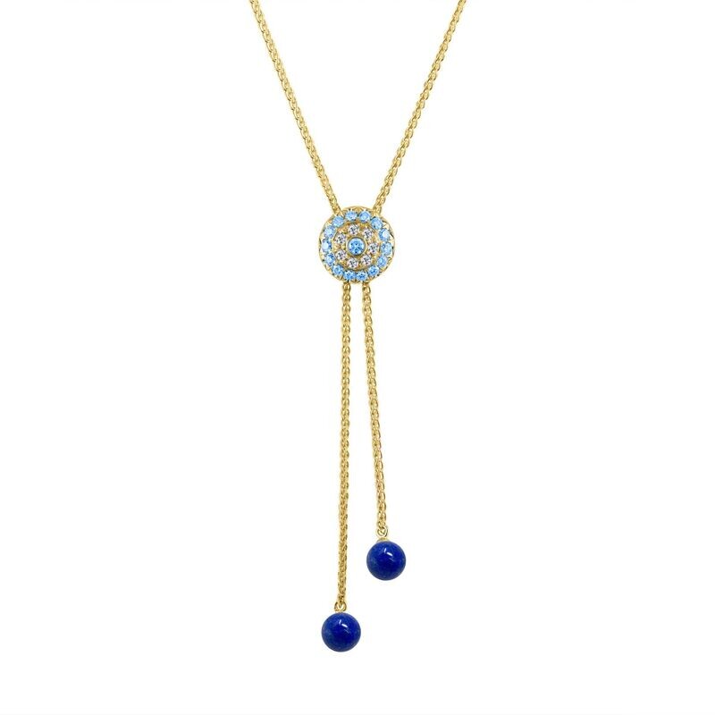 Click Amulet - 18K Yellow Gold, Diamonds, Blue Sapphires & Lapis Lazuli
