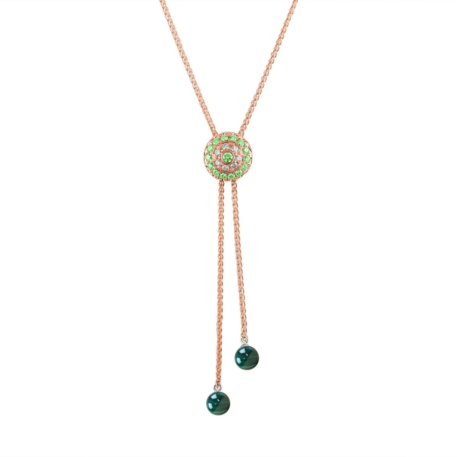 Click Amulet - 14K Rose Gold, Diamonds, Green Sapphires & Malachite