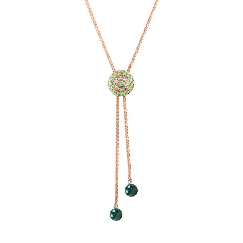 Click Amulet - 14K Rose Gold, Diamonds, Green Sapphires & Malachite