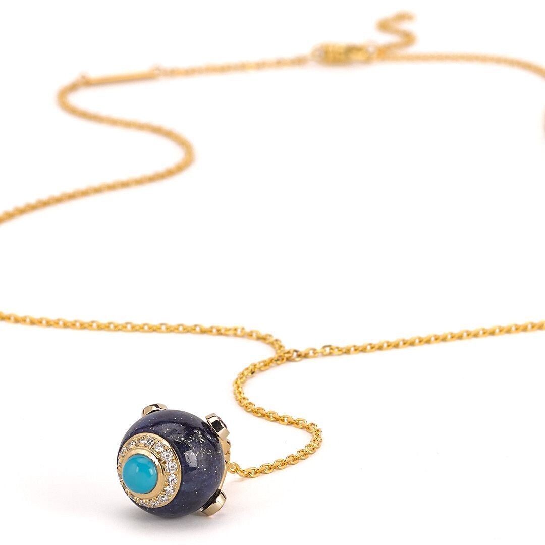 Shooting Stars Necklace - Lapis Lazuli & 18K Yellow Gold