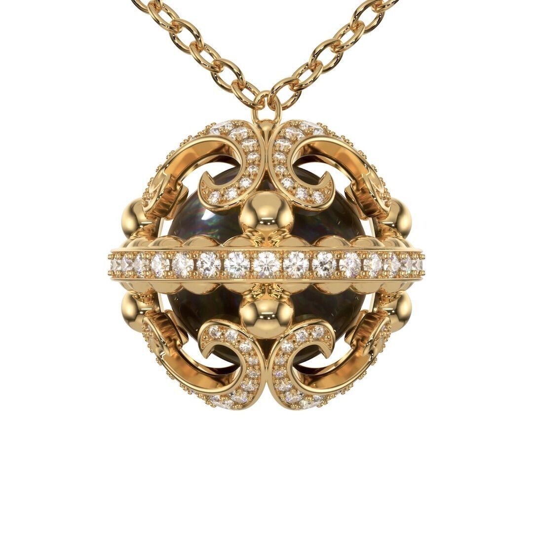 Galaxy Necklace - Black Pearl & 18K Yellow Gold