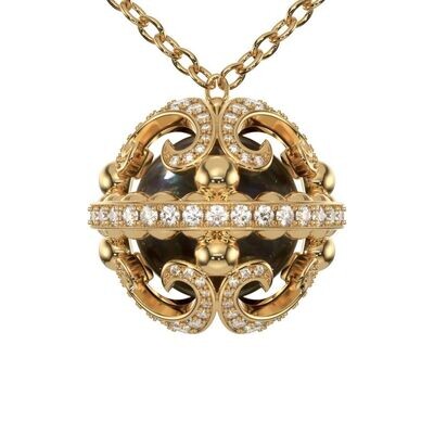 Galaxy Necklace - Black Pearl & 18K Yellow Gold