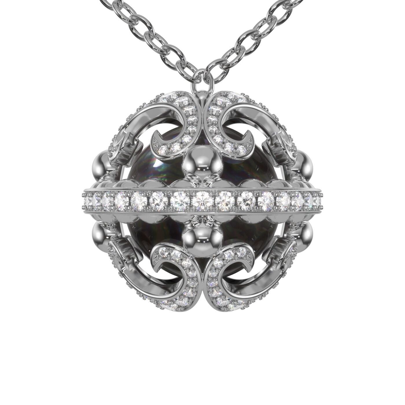 Galaxy Necklace - Black Pearl & 18K White Gold