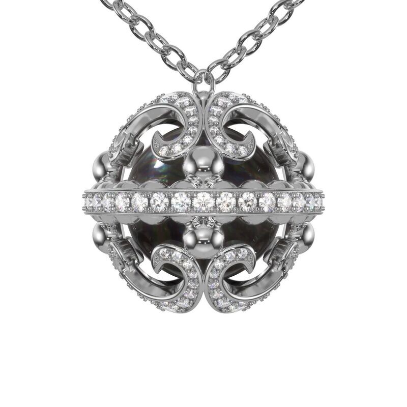 Galaxy Necklace - Black Pearl & 18K White Gold