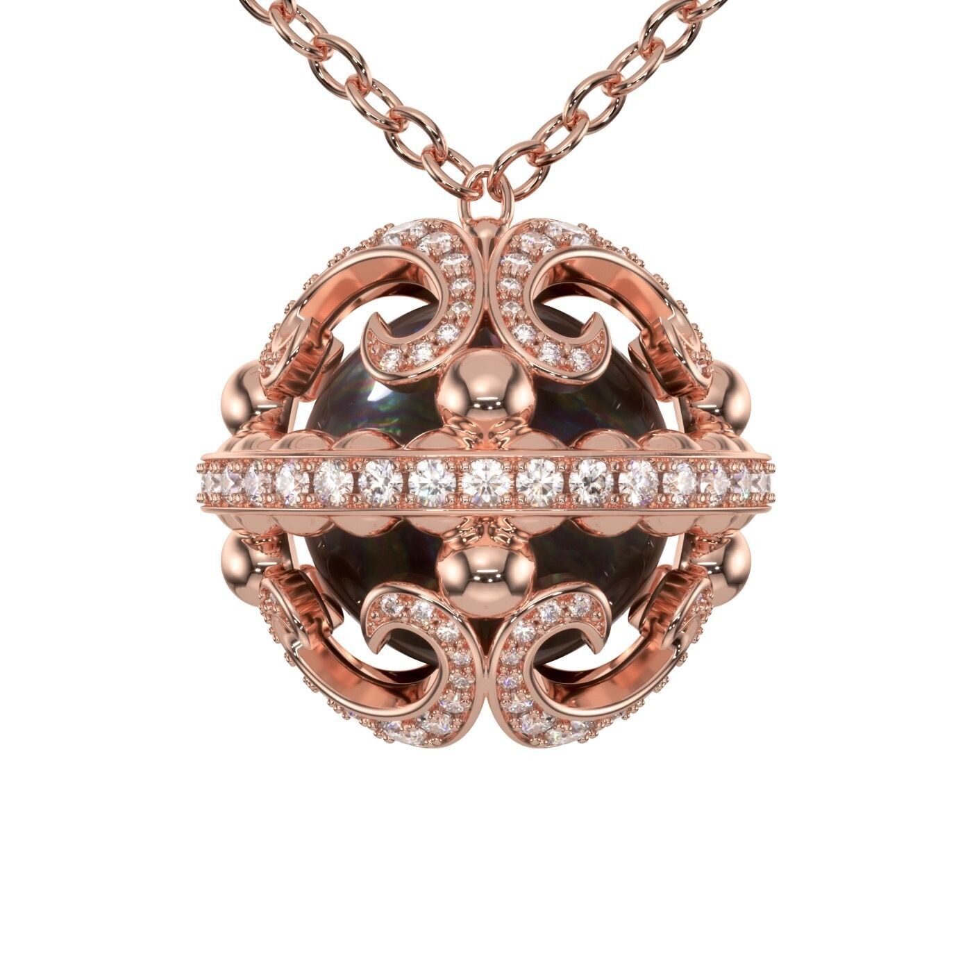 Galaxy Necklace - Black Pearl & 18K Rose Gold