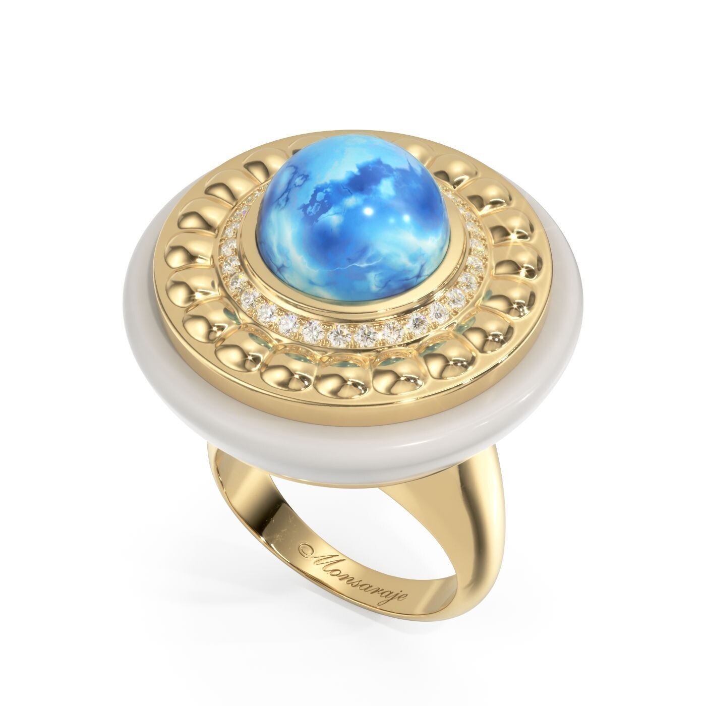Enigma Ring- Larimar/ Cacholong