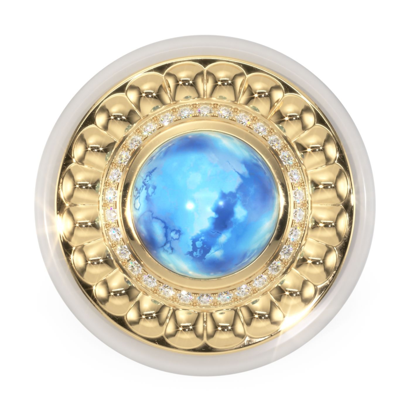 Enigma Ring- Larimar/ Cacholong