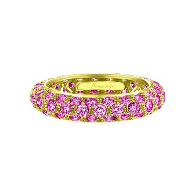 Golden Pink Blossom Band Ring