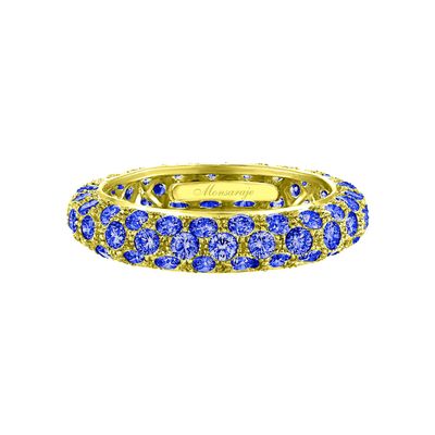 Golden Blue Blossom Band Ring