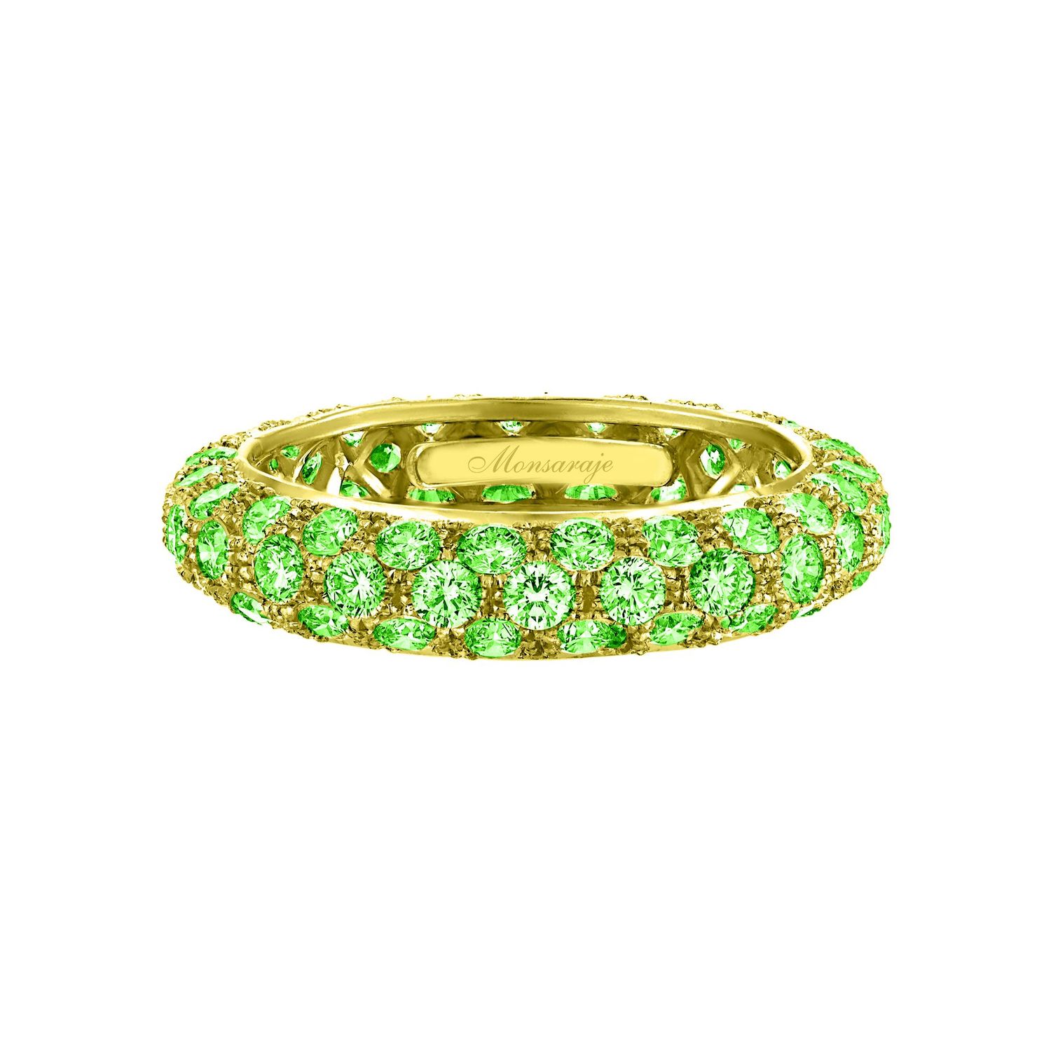 Golden Green Blossom Band Ring