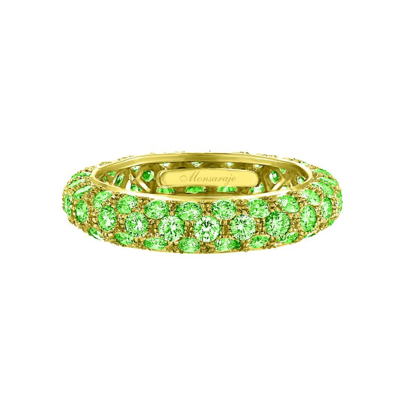 Golden Green Blossom Band Ring