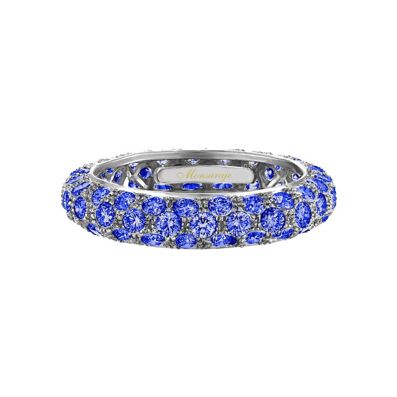 Golden Blossom Band Ring Blue