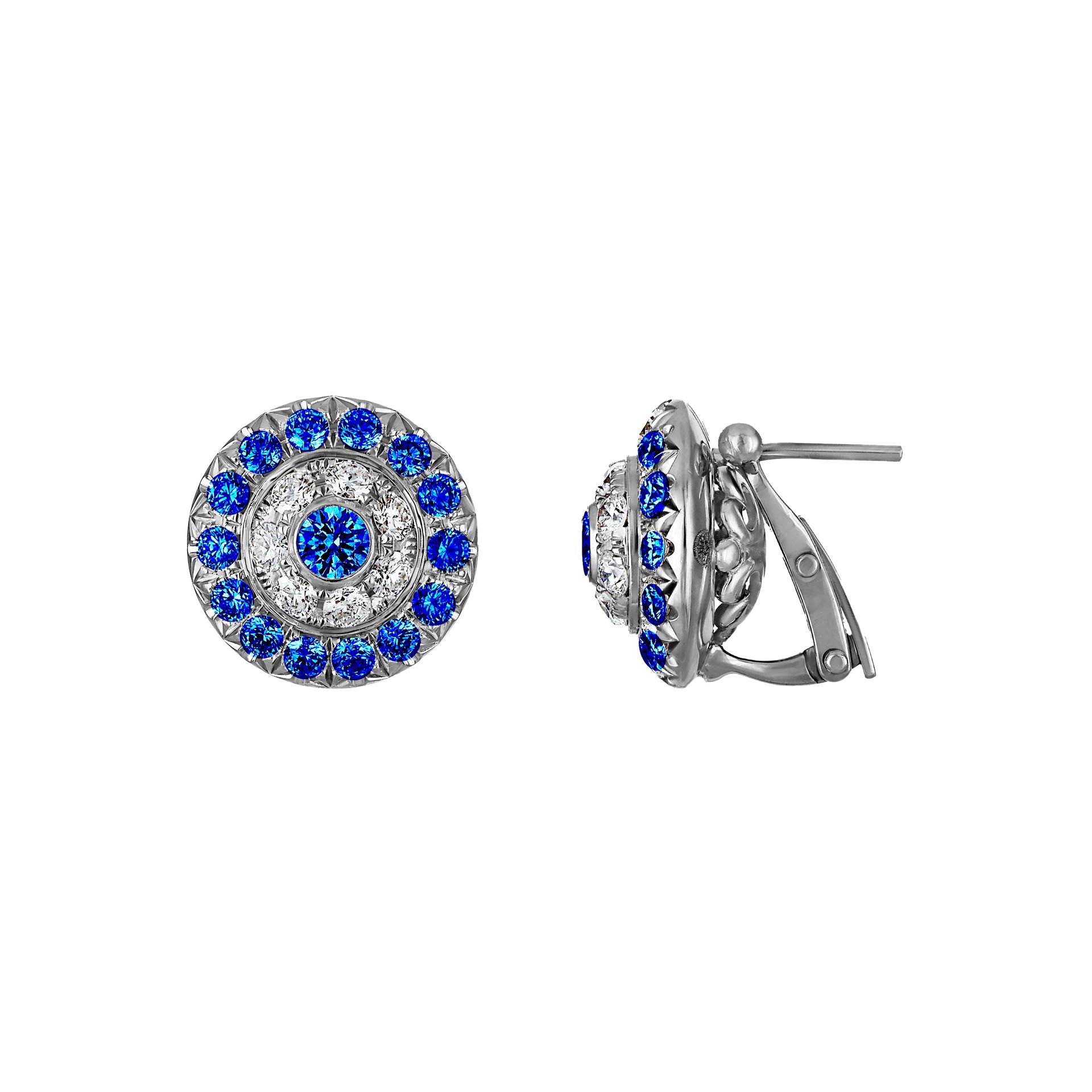 Click Earrings with Blue Sapphires