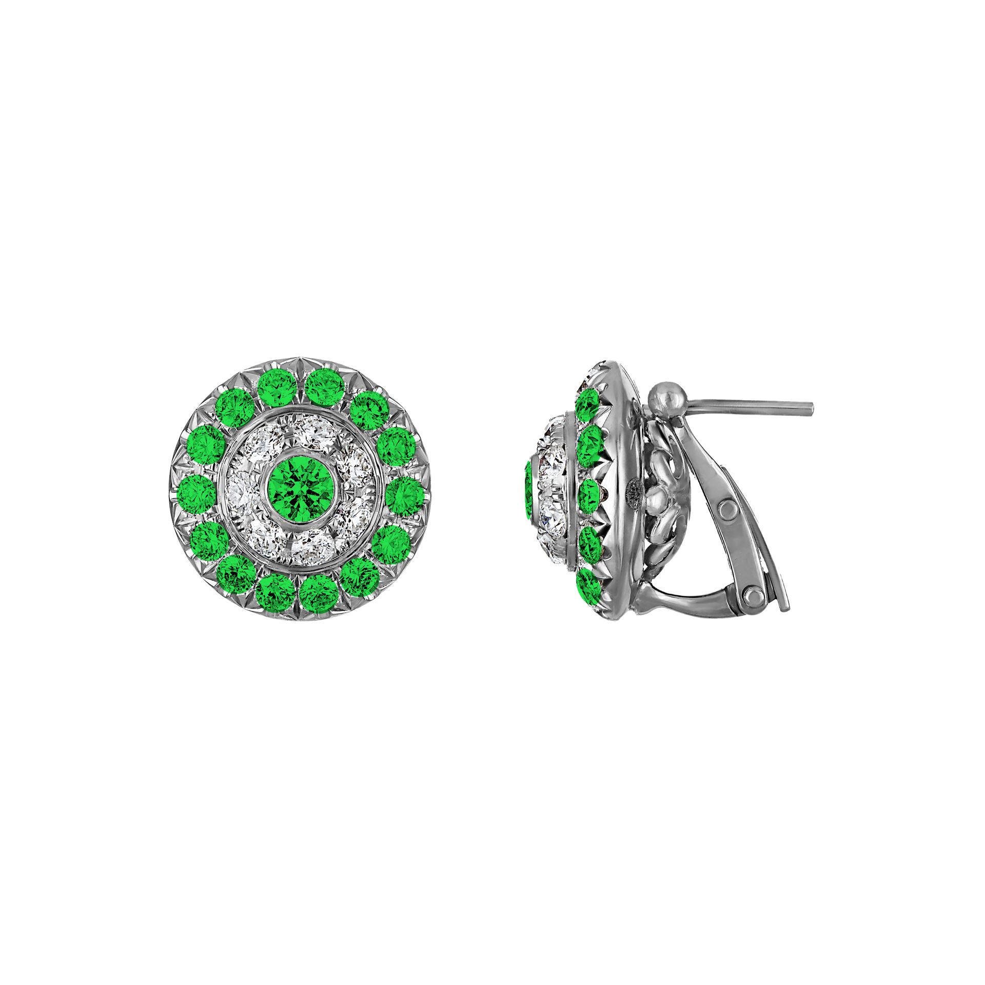 Click Earrings with Green Sapphires