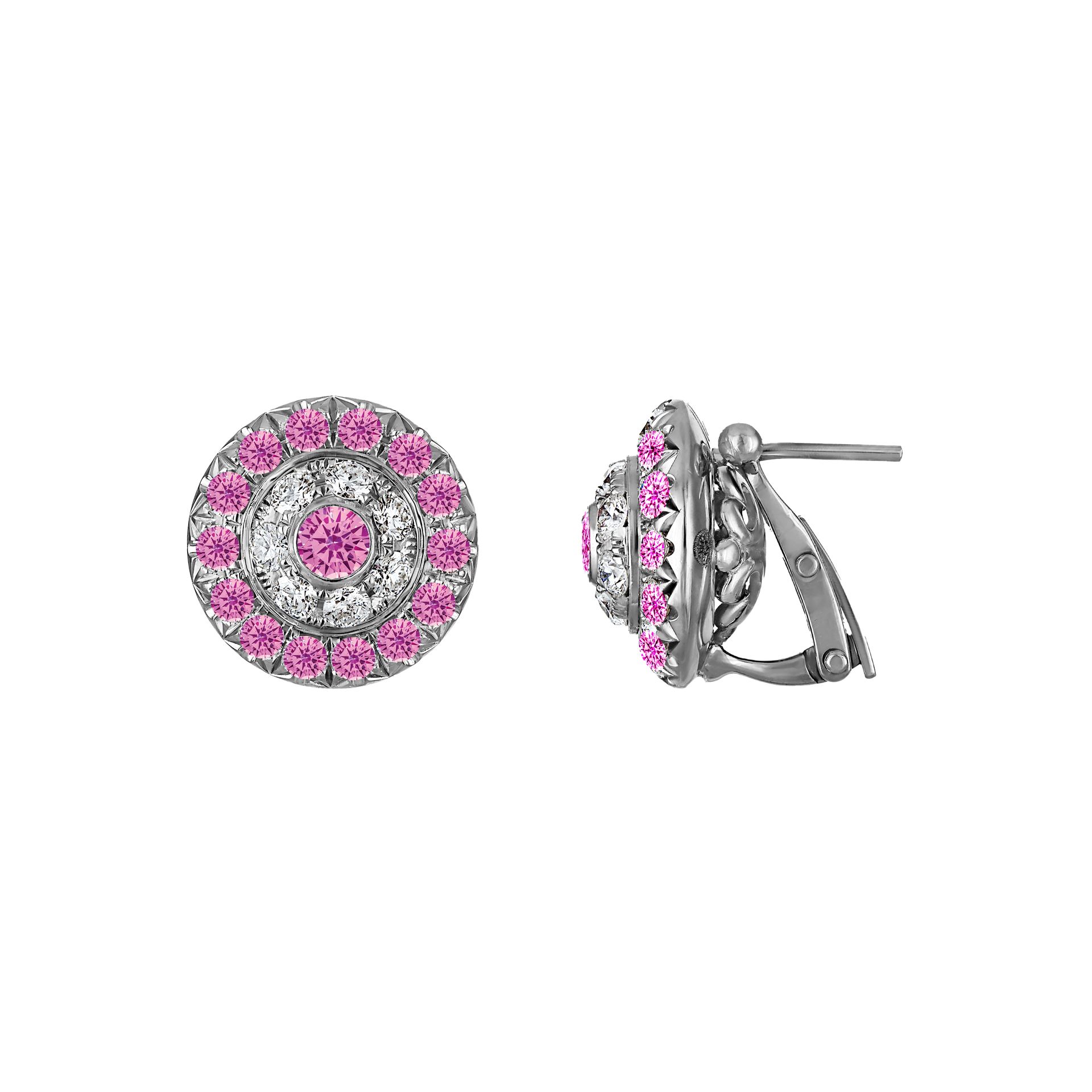 Click Earrings with Pink Sapphires