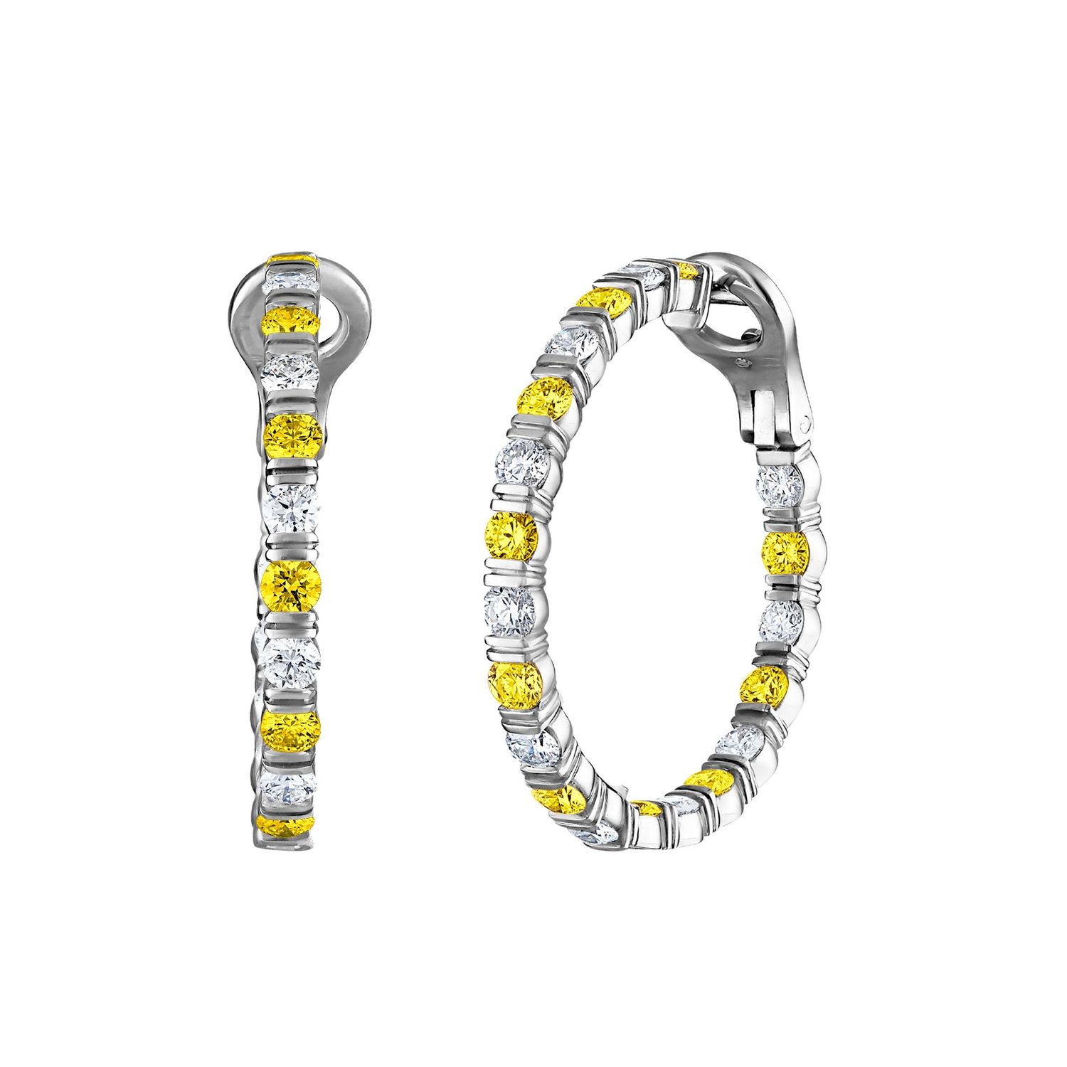 Bloom Hoop Earrings  with Diamonds and Yellow Sapphires