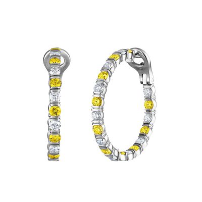 Bloom Hoop Earrings  with Diamonds and Yellow Sapphires