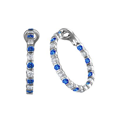 Bloom Hoop Earrings  with Diamonds and Blue Sapphires