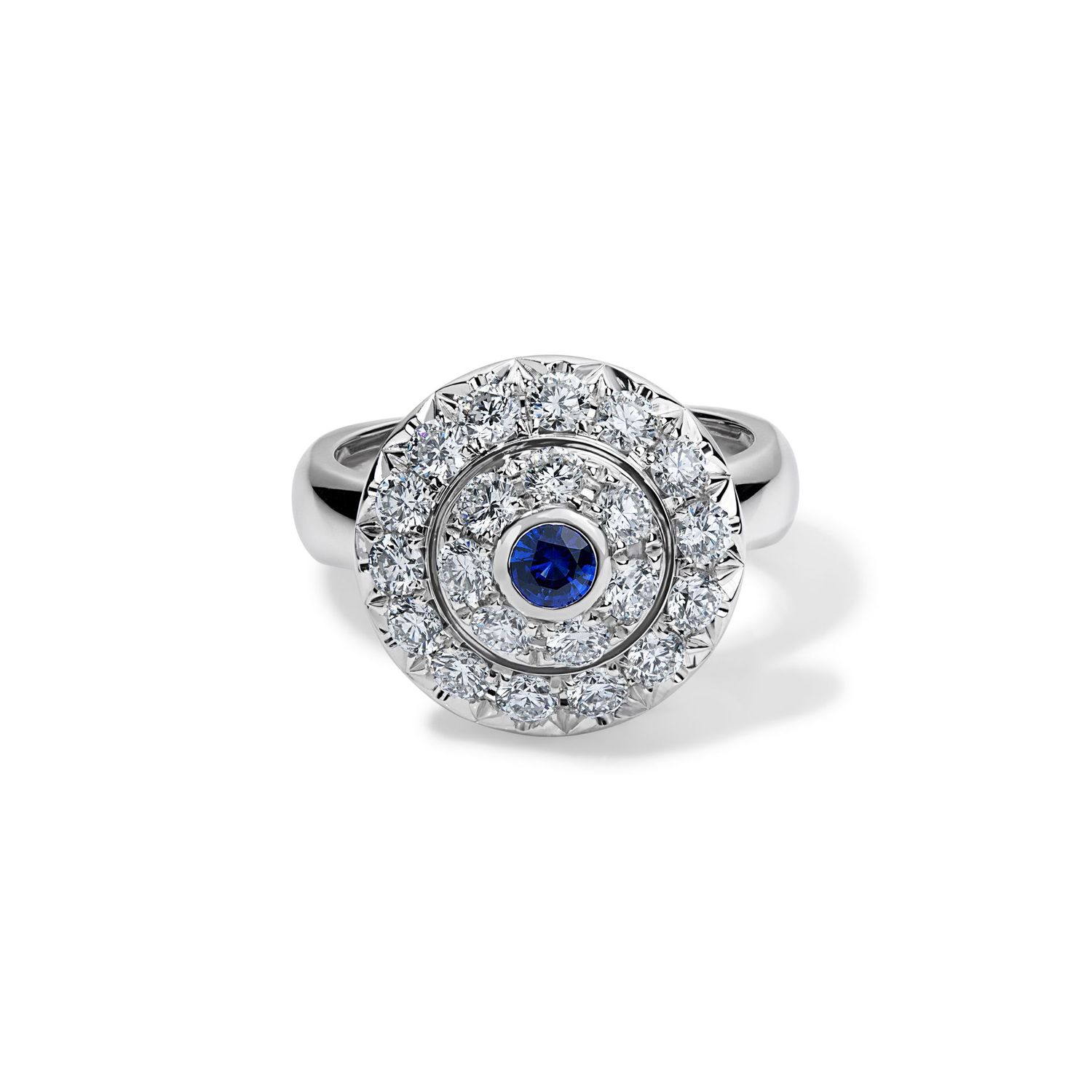 Click Diamond Ring with Blue Sapphire