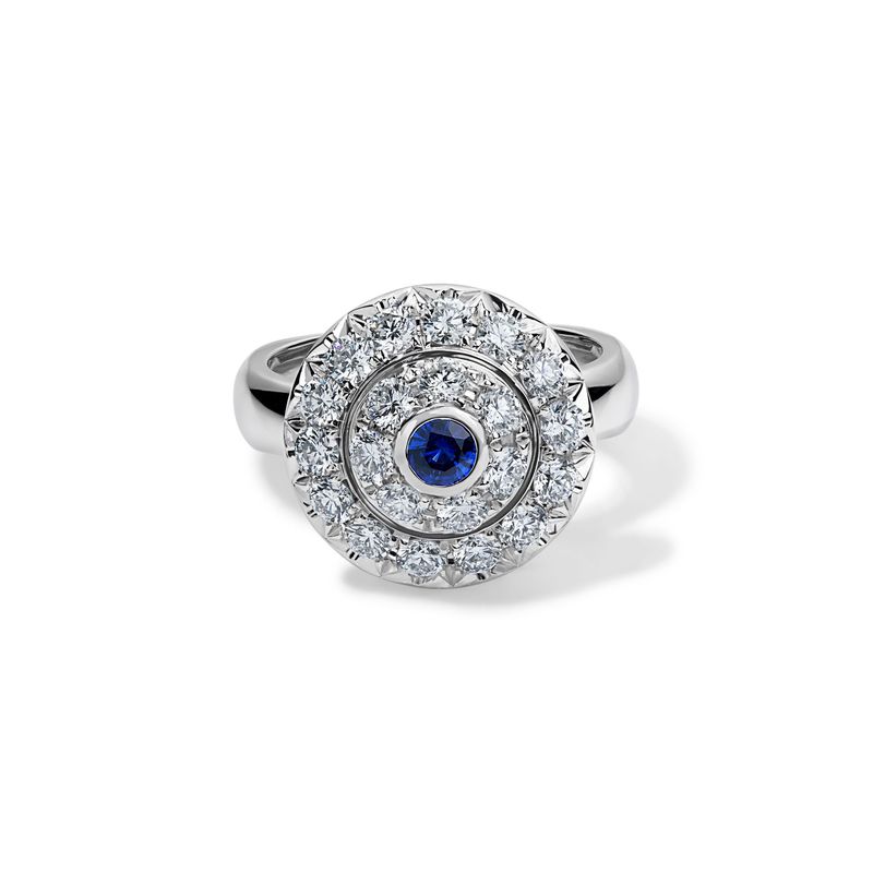 Click Diamond Ring with Blue Sapphire