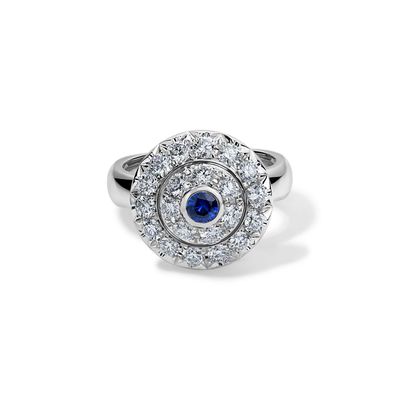 Click Diamond Ring with Blue Sapphire