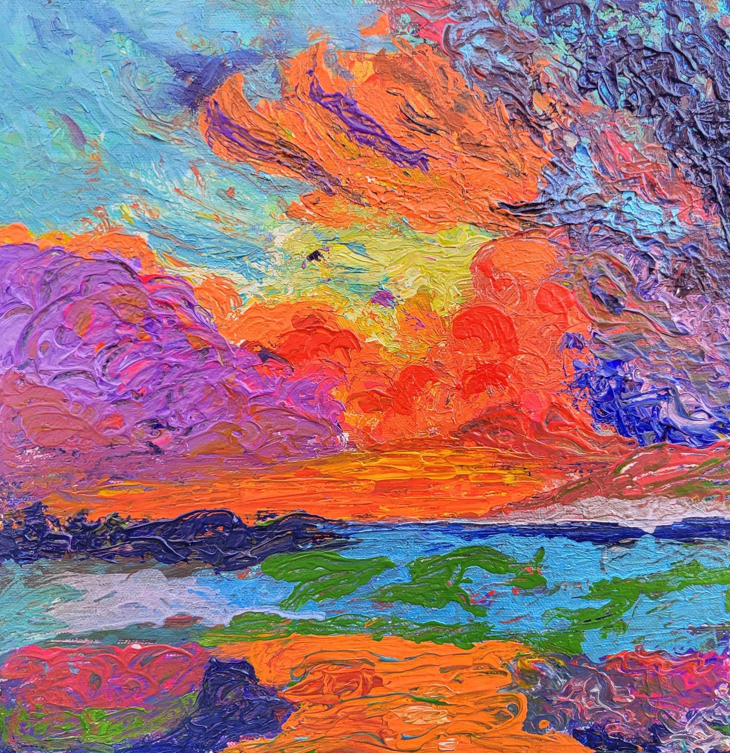 Spectacular Sky - Original Acrylic Painting on 12" x 12" Canvas Board