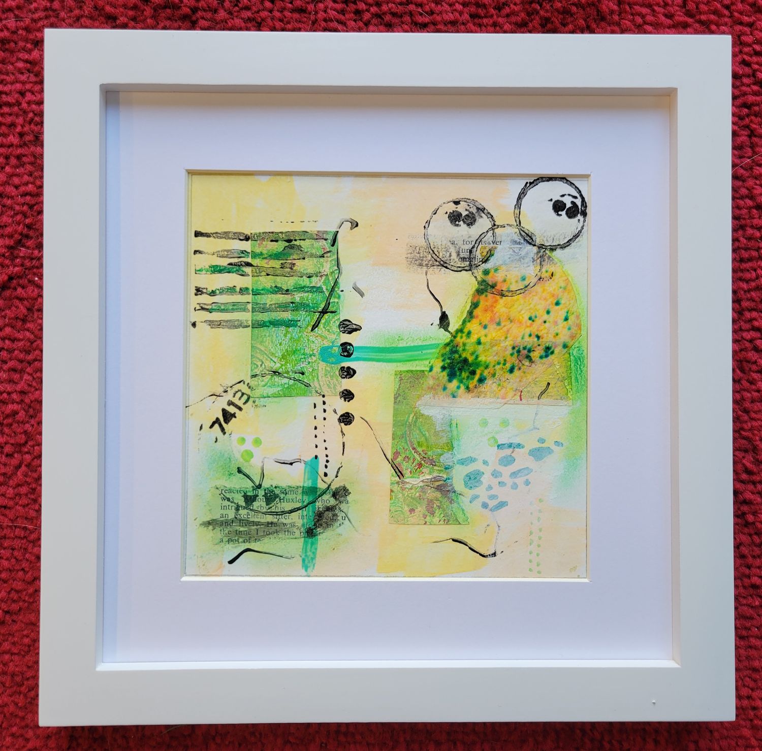 #1 Mini Abstract - Original Mixed Media Collage and Paint, Framed