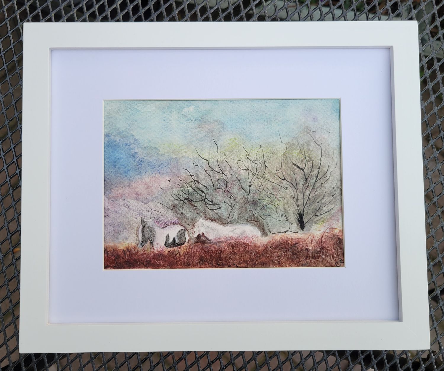 'Horses' - Original Watercolour Painting, Framed