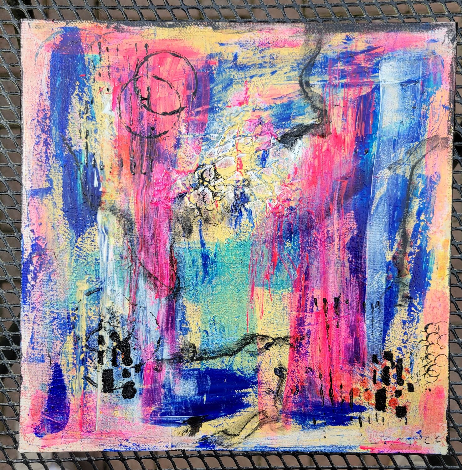 'Streaks and Strokes' - Original Vibrant Mixed Media Painting, 10"x10" Canvas Board 'Streaks and Strokes' - Original Vibrant Mixed Media Painting, 10"x10" Canvas Board