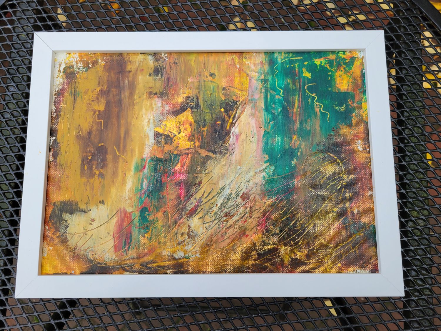 Original Abstract Painting in Oil and Cold Wax, 23cm x 32cm
