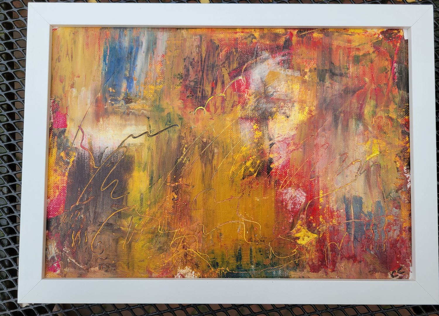 Original Abstract Painting in Oil and Cold Wax, 23cm x 32cm