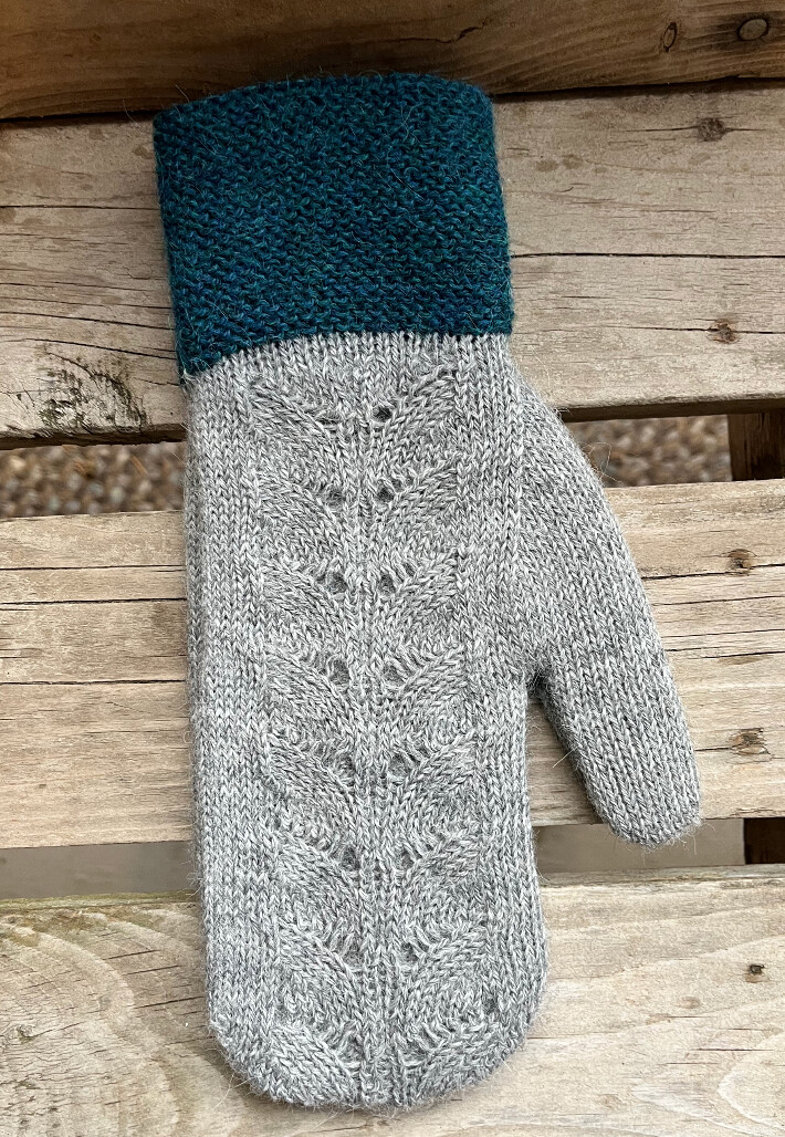Color Block Mitten, Color: Teal/grey