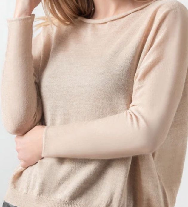 Boatneck Sweater, Color: Beige, Size: Med
