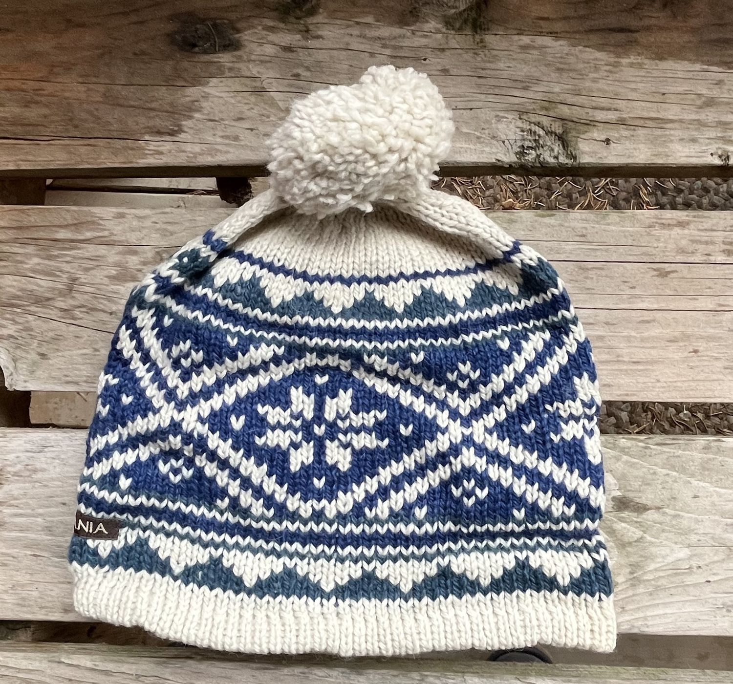 Artesania Colorful Printed Pom Pom Hat, Color: Snowflake Blue