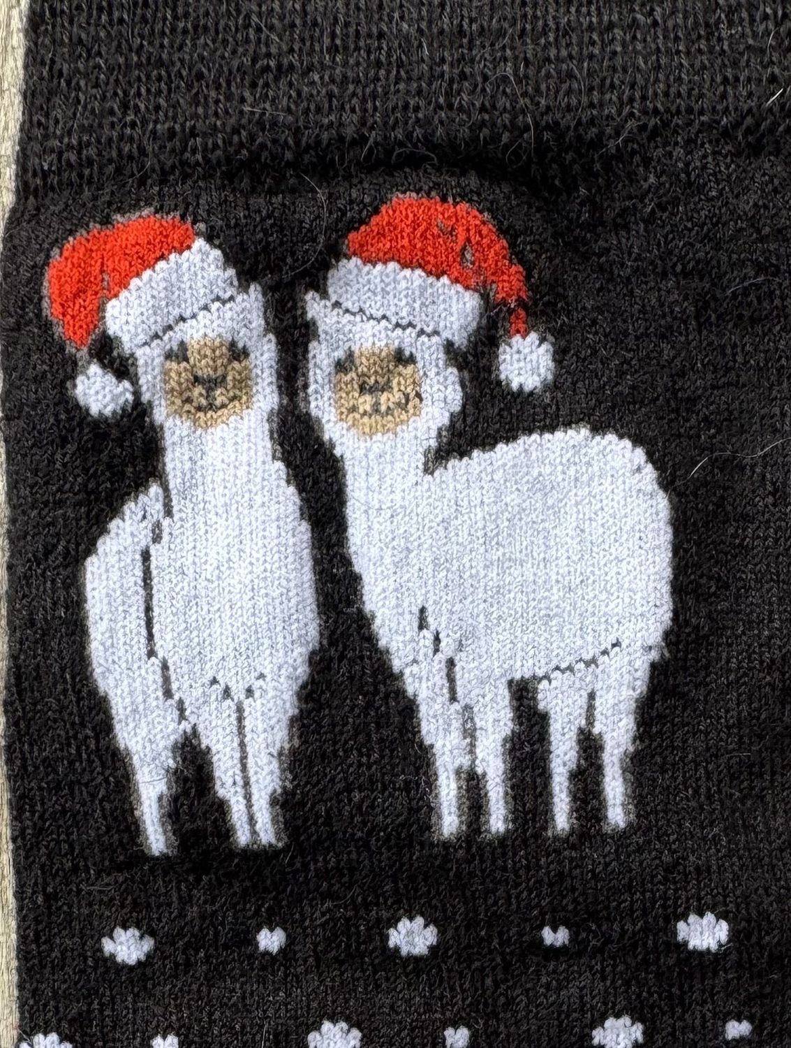 Alpaca Christmas Sock, Size: Sm/Med, Color: Black