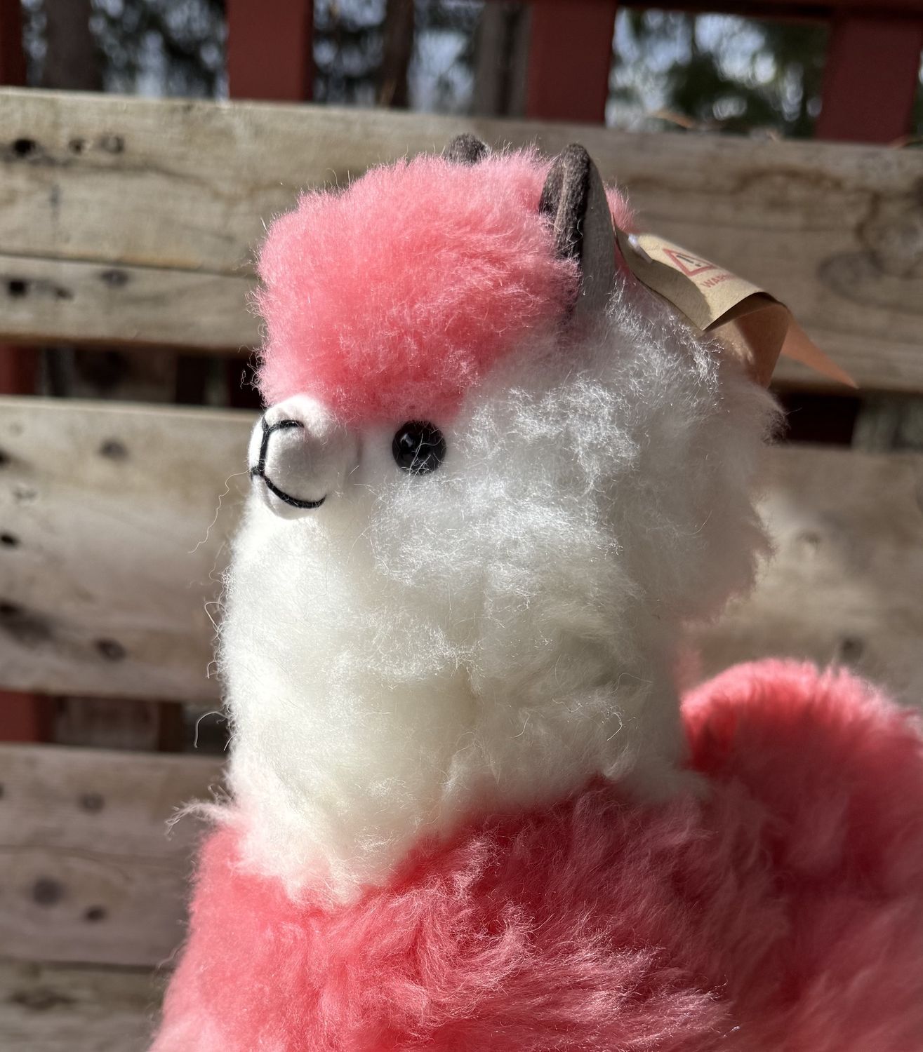 Standing Alpaca 12&quot;, Color: Rose/white